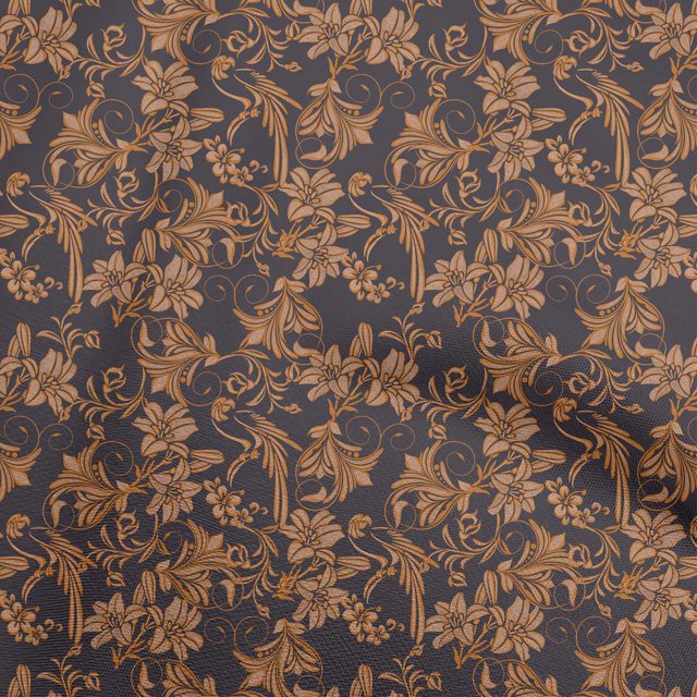 oneOone Rayon Rust Brown Fabric Asian Floral Sewing Material Print Fabric By The Yard 56 Inch Wide
