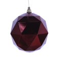 thumbnail image 1 of Vickerman M177565DS 8 in. Burgundy Shiny Geometric Christmas Ornament Ball, 1 of 2