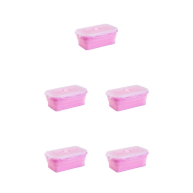 ZheElen Silicone Lunch Box Food Grade Silicone For Safe And Healthy Meals On Go pink 540ml 5Set