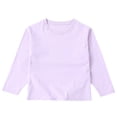 thumbnail image 1 of ZACPNCV T-Shirts à Manches Longues pour Filles, Col Rond pour Enfants, Hauts d'Automne et d'Hiver, T-Shirts Basiques, Violet, 4-5 Ans, 1 of 4
