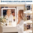 thumbnail image 4 of AKDSteel Vanity Desk with Mirror and LED Light, Vanity Desk with 4 Drawers, Power Outlet, Storage Stool, Storage Shelves & Hair Dryer Holder, Adjustable 3 Lighting Mode, Makeup Vanity Set for Bedroom, 4 of 9
