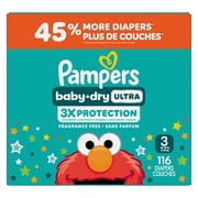 Pampers Baby Dry Ultra Diapers, Size 3 (16-28 lbs), Absorbent Disposable Diapers