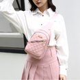 thumbnail image 2 of B-57 Pink Shoulder Messenger Bag For Women Chest Pack Multifunctional Design Durable Polyester Material Comfortable Strap Headphone Port Compact Size For Daily Essentials #MJVHi, 2 of 9