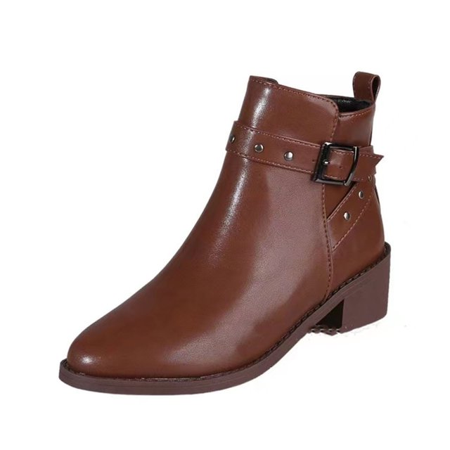 Pisexur Bottes Chelsea pour Femmes Mode Hiver Bout Pointu Talon Bas Épais Empilé à Enfiler Bottillons