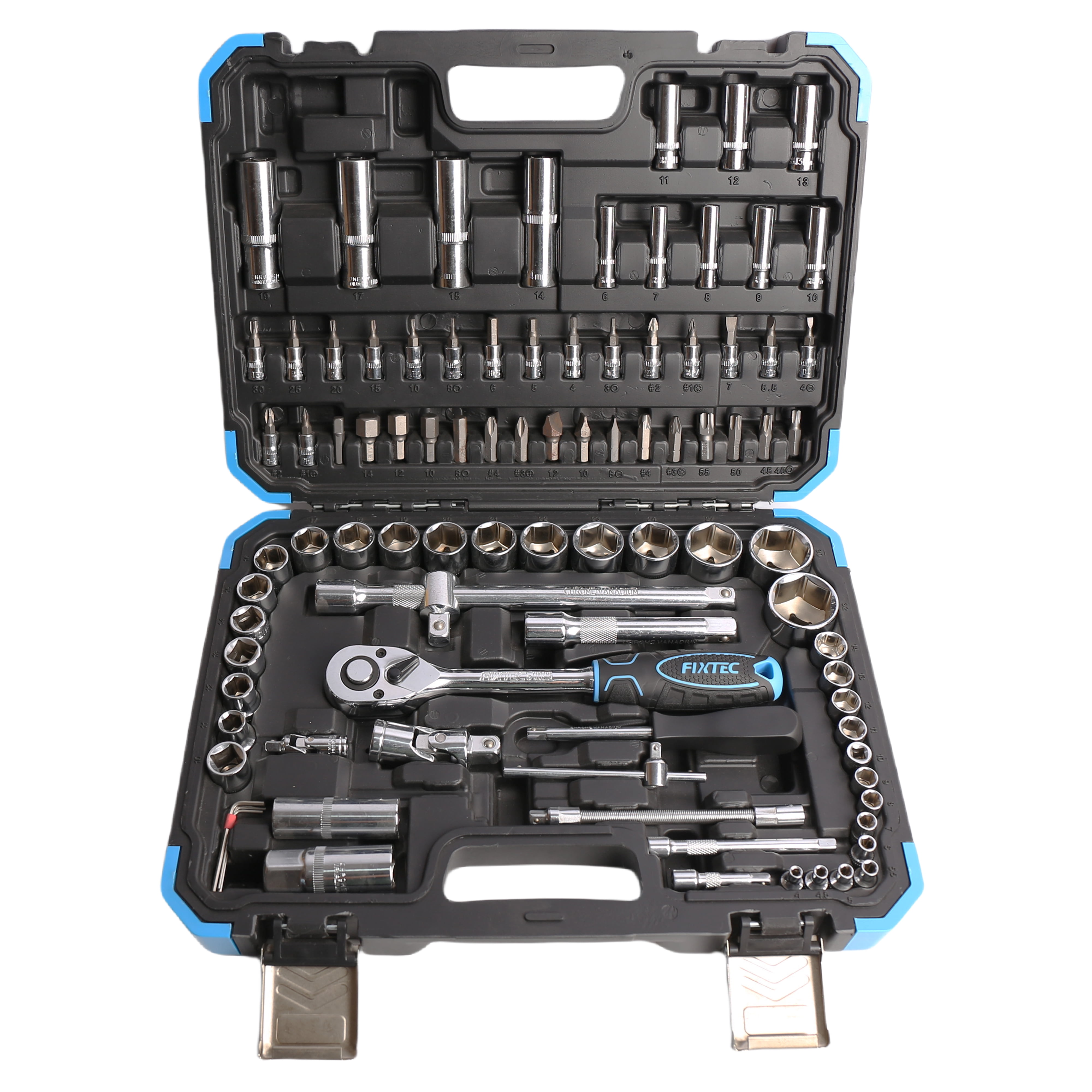 Fixtec 94-Piece Mechanics Tool Set with 1/2 and 1/4-Inch Drive Ratchet and Sockets, FHST2094