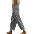 thumbnail image 1 of Women‘s Linen Pants Tapered Ankle Drawstring Loose Jogger Trousers Elastic Waist, 1 of 5