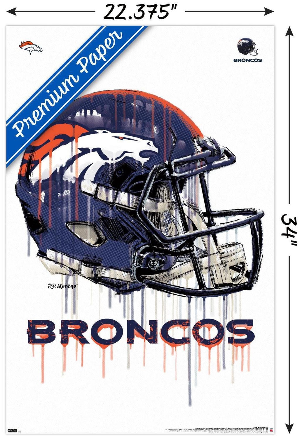 NFL Denver Broncos - Drip Helmet 20 Wall Poster