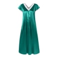 thumbnail image 3 of Robe à Manches Courtes Femmes Manches Courtes Col en V Tenue d'Intérieur Pyjamas Longue Robe Chemises de Nuit Vêtements de Nuit, 3 of 7