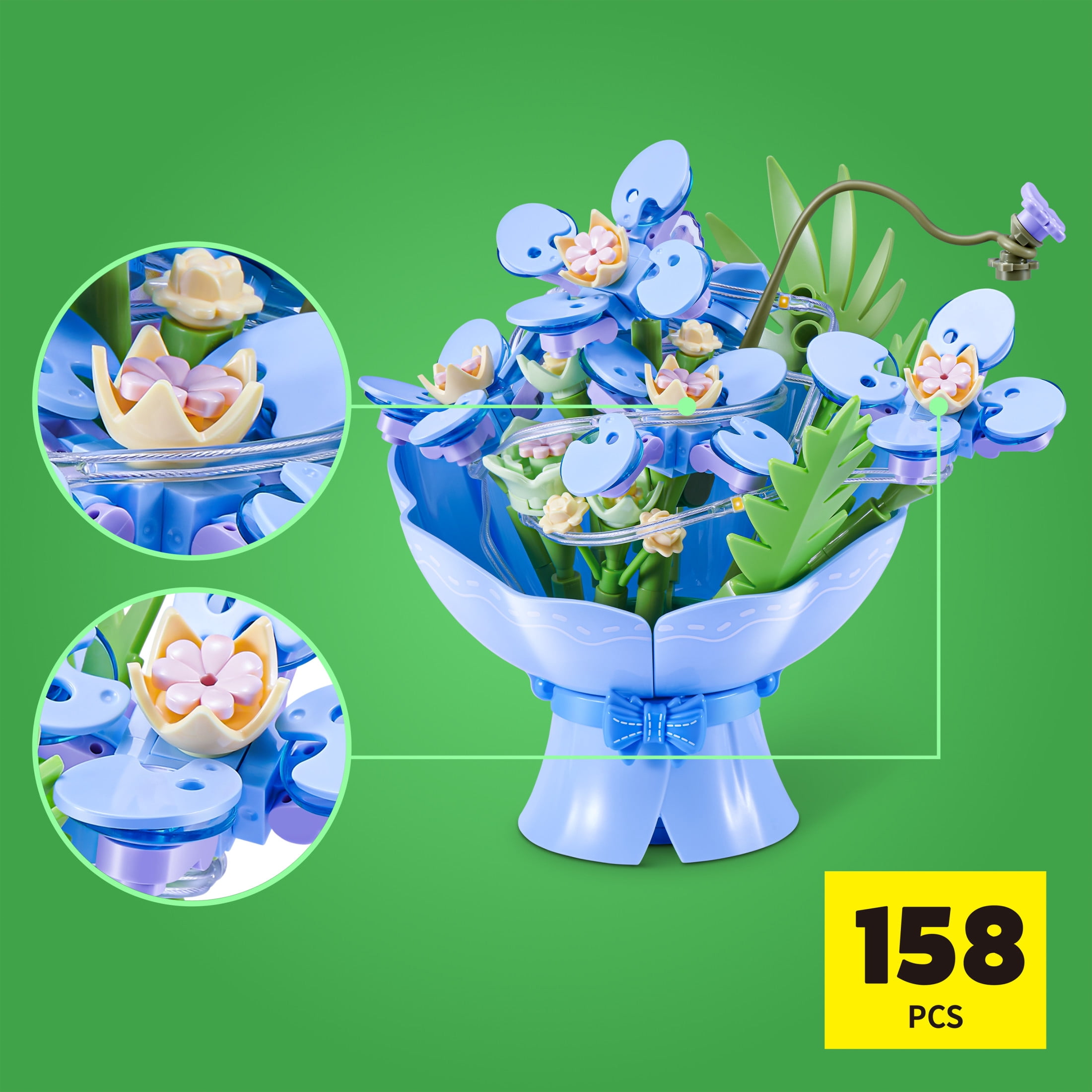MAX BUILD MORE Premium Bricks LED Bouquets Building Collection (Bleu) de ZURU