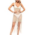 thumbnail image 1 of Plebaso Robe de Plage Sans Manches pour Femmes, par-Dessus de Maillot de Bain avec Pompons, Encolure Dégagée, Robe de Vacances, 1 of 4