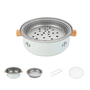 Cagogo Portable Charcoal Grill, Round Outdoor BBQ Grill for Camping Picnic Backyard, Iron Fire Pit Grill for Cooking Roasting, Compact 12.6 Inch Barbecue Grill for Tailgating Beach Party Patio