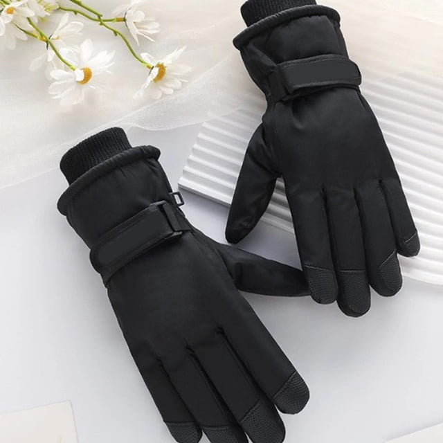 PRETXORVE Touchscreen Cycling Five-Finger Winter Waterproof Cold-Resistance Windproof Warm Cycling Fleece-Lined Cold-Weather Necessities