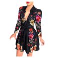 thumbnail image 2 of Blouse Décontractée pour Femmes à Boutons Manches Longues Col en V Chemises Ceinturées Blouse Hauts Robe, 2 of 5