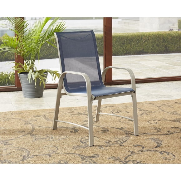 COSCO Outdoor Living Paloma Steel Patio Chaise à dîner, gris clair Sling, Gris foncé Cadre en acier, 6-Pack