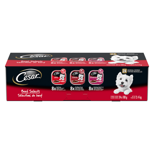 CESAR Classic Loaf in Sauce Wet Dog Food Beef Selects Variety, trays 24x100g