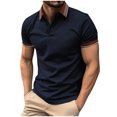 thumbnail image 2 of Lolmot Chemise de Sport à Rayures pour Homme, Col Rabattu à Boutons, Manches Courtes, 2 of 6