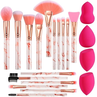 DUAIU Makeup Brushes 16PCS Marble Handle Professional Makeup Brushes Set with 4PCs Makeup Sponge and 1 Brush Cleaner Foundation Brush Eyeshadow Brush Lip Brush Set Make Up Tool - Xmas Gift