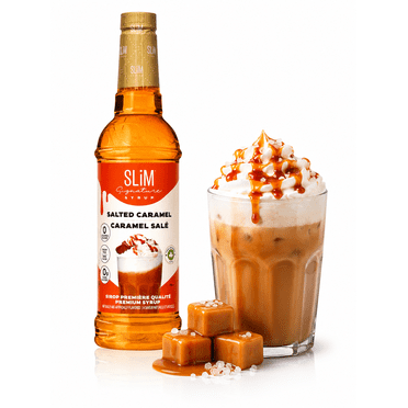 Slim Syrups Sirop de Café au Caramel Salé Sans Sucre, 0 Calories, 0 Sucre, Compatible Céto, Bouteille de 750 ml