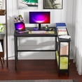 thumbnail image 4 of FDW L-Shaped Gaming Desk 43 Inch Corner Desks, Reversible Side Storage Shelves Metal Frame PC Work Table for Home Office Dorm Sturdy Writing, Black, 4 of 7