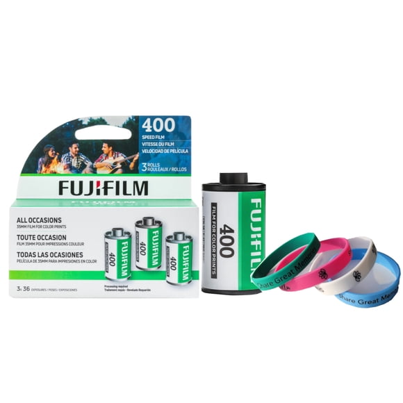 Fujifilm 400 Couleur Négatif 35 mm Film 36 Expositions (3 Rouleaux) Plus un Bracelet en Silicone Bonus
