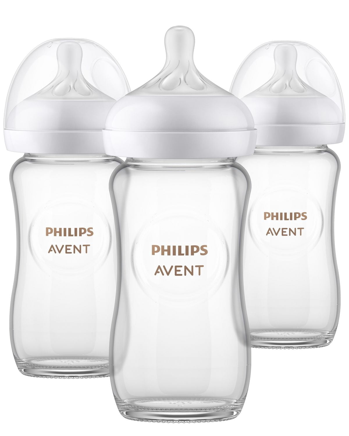 Philips Avent Glass Natural Baby Bottle With Natural Response Nipple, 3x8oz Bottles, SCY913/03
