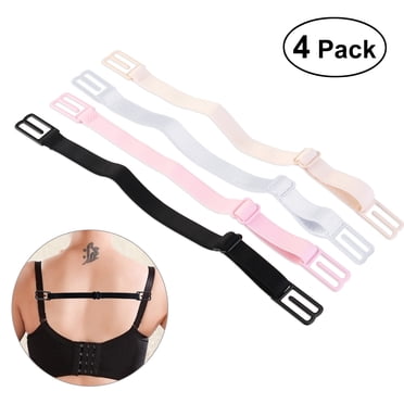 4 Pair Bra Strap Clips Elastic Non-slip Strap Holder (Black & Skin-Color & White & Pink)