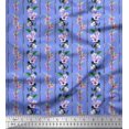 thumbnail image 1 of Soimoi Tissu en Coton Bleu Canard Feuilles & Azalée Imprimé Floral 1 Yard 44 Pouces de Large, 1 of 3