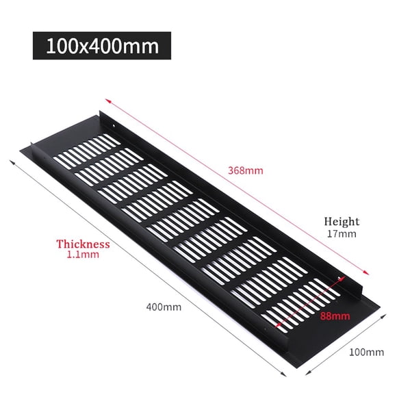 Ventilation Grille Air Vent Grille 100mm 150-400mm 150mm-400mm Black Cabinet Mutil- Size Rectangular Ventilation Cover