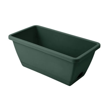 Piwvid Window Box Planter, Plastic Vegetable Flower Planters Boxes 17 Inches Rectangular Flower Pots with Saucers for Indoor Outdoor Garden, Patio, Home Decor