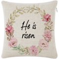 thumbnail image 1 of "He is Risen" Square Pillowcase 18x18 Decorative Linen Cushion Cover with Zipper Closure for Bed Dorm Car and Study Decor, 1 of 6