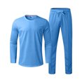 thumbnail image 5 of TIMIFIS BlueMen's Tracksuit 2 Piece Sweatsuit Workout Long Sleeve Solid Color Suit Round Neck Long Sleeve T-Shirt Trousers Tight Two Piece SetFall, 5 of 5