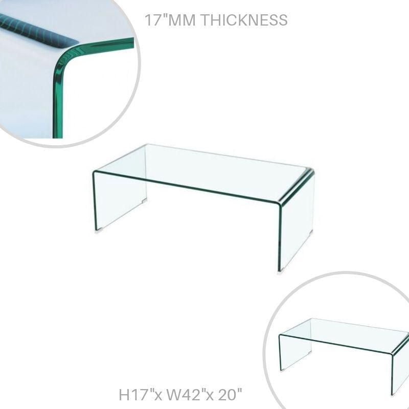 Grande table basse en verre cascade – Design élégant en verre trempé monobloc