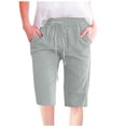 thumbnail image 1 of Timegard Womens Plus Size Shorts Elastic Waisted Drawstring Lightweight Casual Knee Length Shorts with Pockets, 1 of 5