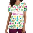 thumbnail image 1 of Birdeem Womens Fashion Short Sleeve V-Neck Tops Working Uniform Printing with Pocket Blouse Tops, 1 of 1