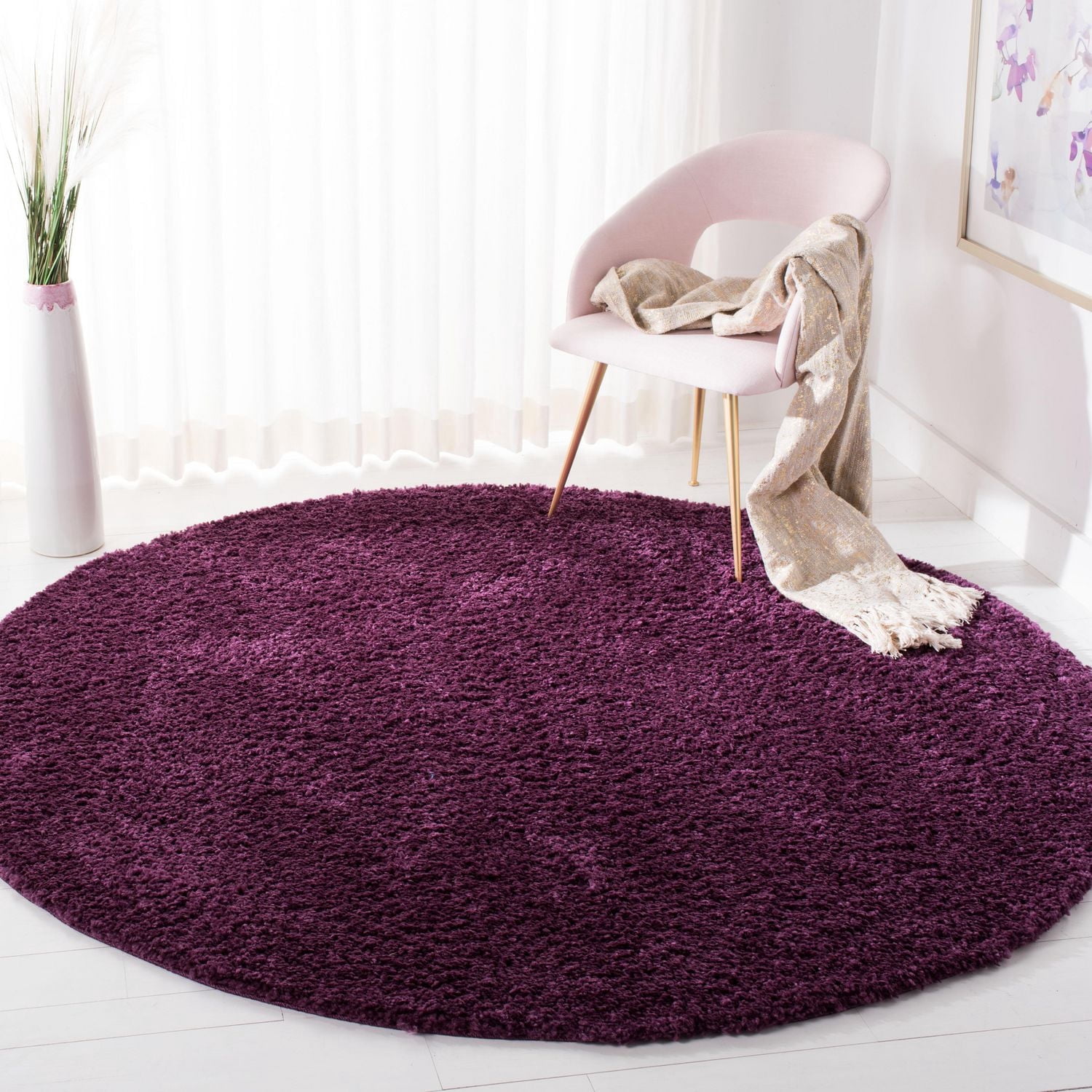 SAFAVIEH August Carlene Solid Plush Shag Area Rug