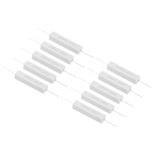 Unique Bargains 10 Pcs Résistances 2,2 Ohms, Résistance Ciment Céramique 10W Kit de Résistance Ciment de Puissance Tolérance 5 % pour Adaptateurs d'Alimentation Audio