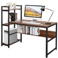 thumbnail image 1 of Costway Multi-Functional Computer Desk with 4-tier Storage shelves Walnut, 1 of 9