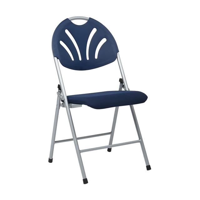 Ensemble de 4 Chaises Pliantes en Plastique Bleu et Argent