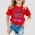 thumbnail image 2 of LUOGENLI T-Shirt pour Filles Enfants Mode Décontractée Imprimé Col Rond Ample Manche Courte T-Shirt Haut Maxi Chemises avec Shorts en Dessous Rouge 5-6 Ans, 2 of 4