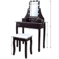 thumbnail image 2 of Costway 3 Drawers Vanity Table 10 Dimmable Bulbs Touch Switch Makeup Dressing Desk Brown, 2 of 10