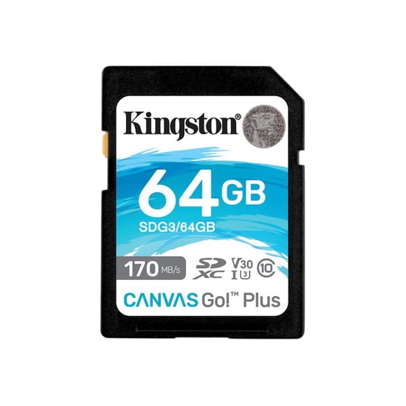 Kingston Canvas Go! Plus - Flash memory card - 64 GB - Video Class V30 / UHS-I U3 / Class10 - SDXC UHS-I