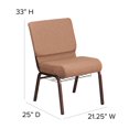 thumbnail image 2 of HERCULES Series 21''W Church Chair in Plum Fabric with Cup Book Rack - Gold Vein Frame, 2 of 9