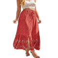 thumbnail image 3 of Womens Summer Boho Floral High Waist A-Line Skirt Ruffle Beach Midi Maxi Skirt, 3 of 8
