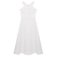 thumbnail image 4 of Sxiwei Robe pour Demoiselles d'Honneur Enfants en Mousseline Sans Manches en Dentelle Florale Longue Robe de Mariage Maxi Robe de Bal Blanche 12, 4 of 7