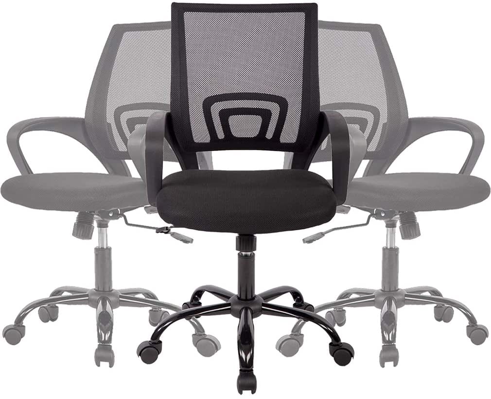 BestOffice Adults Office Chair Mesh Back Support Adjustable Arms Rolling, Black