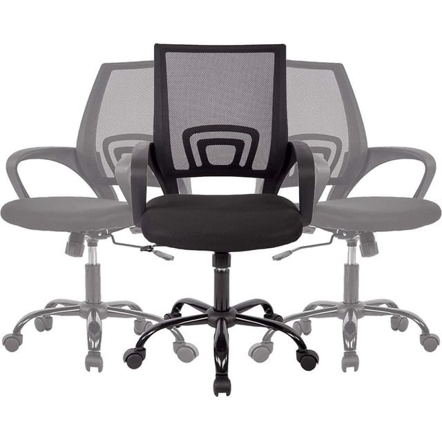 BestOffice Adults Office Chair Mesh Back Support Adjustable Arms Rolling, Black