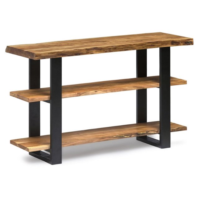 Alaterre Furniture Alpine Natural Wood Media Console Table Live Edge, Brown/Black