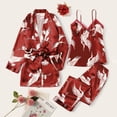 thumbnail image 2 of WTXUE Ensembles de Pyjama pour Femmes / Pyjamas en Polyester Imprimé Quotidien Femme / 3 Pcs Bourgogne G, 2 of 9