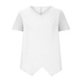thumbnail image 4 of Timegard Tops for Women Cotton Linen V Neck Short Sleeve Irregularly Tee Casual Solid Color Lightweight, 4 of 6