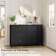 thumbnail image 3 of Black 6 Drawer Dresser for Bedroom, 54" Wide Large Dresser with Deep Drawers & Metal Knobs, Modern Wooden Chests of Drawers for Entryway, Hallway, 3 of 8